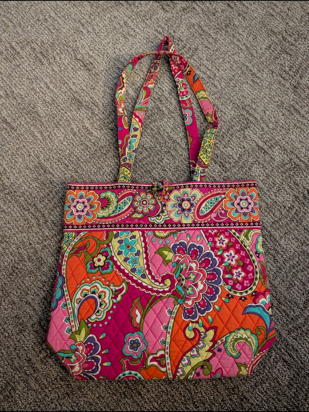 Vera Bradley Pink Swirls Quilted Shoulder Tote